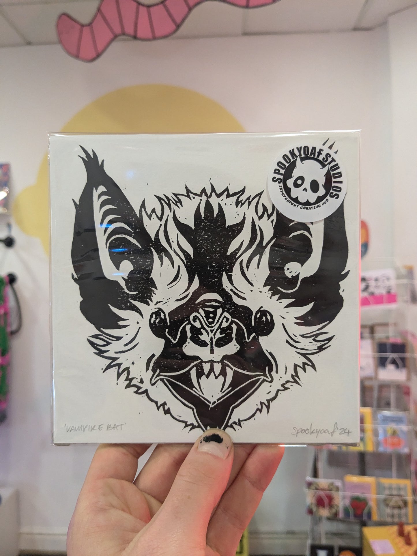 Spookyoaf- Vampire Bat Lino Print