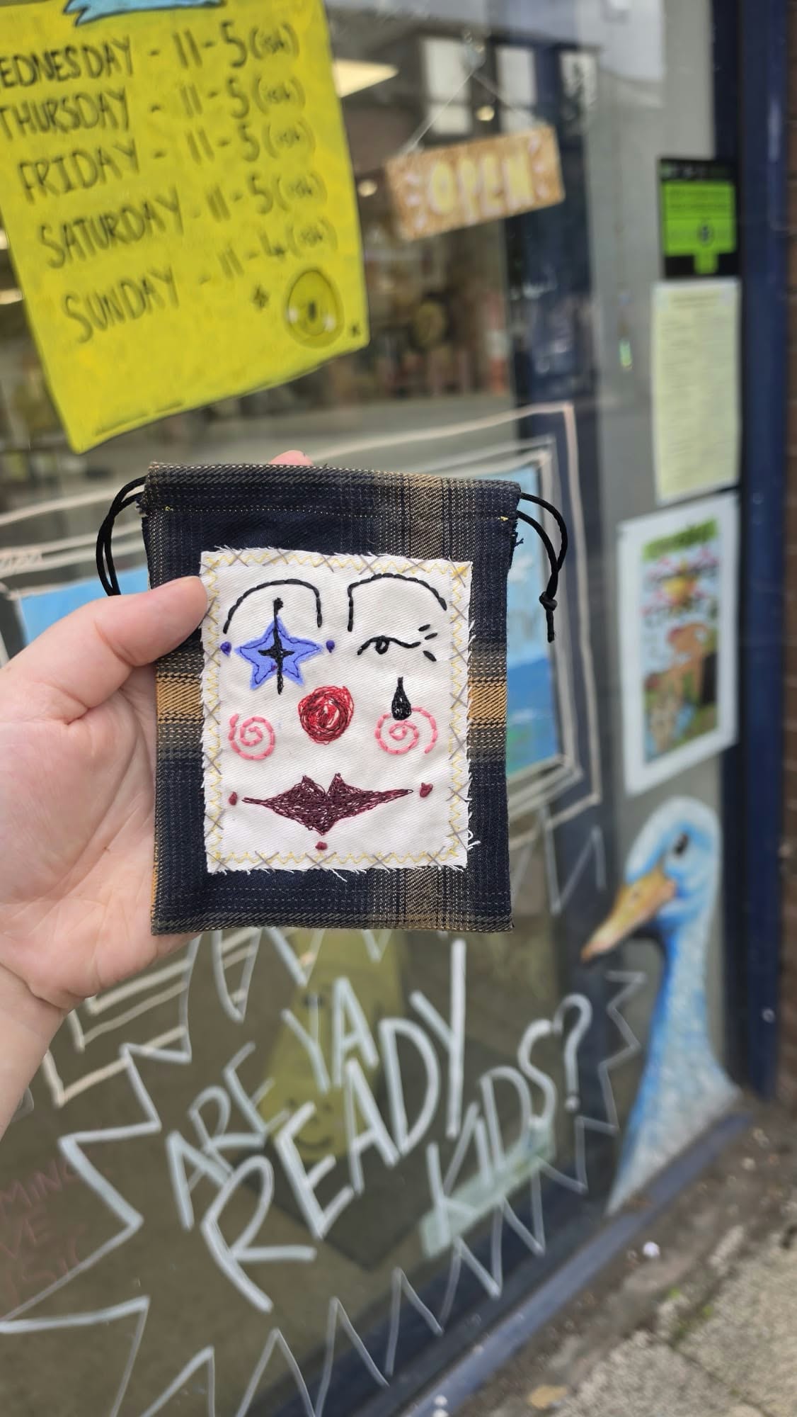 Clown Drawstring Bags by Cryintoyourpincushion